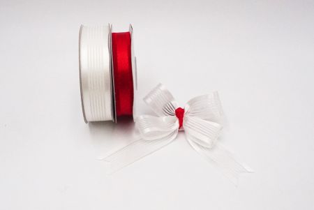 Rose Sheer Woven Ribbon Set - Red and white sheer woven ribbon set